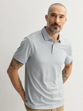 Men's FLX Commuter Polo Short Sleeve, Medium, Sleet (Grey) Pattern